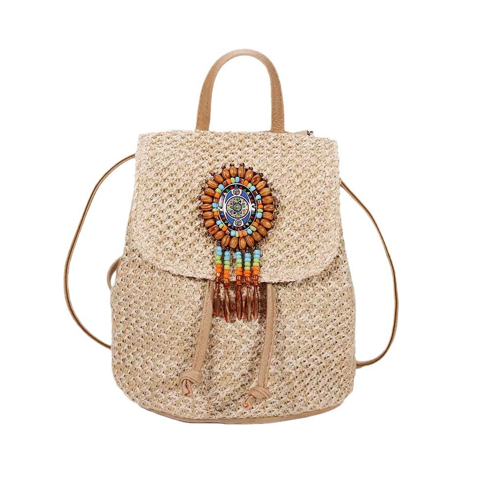Wholesale 5pcs Vintage straw backpack